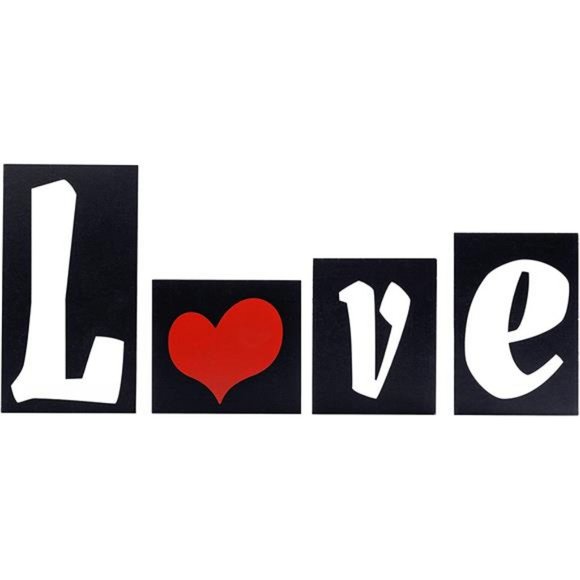 Valentines Day Table Decoration Love Wooden Blocks Love Signs (Black) - Picture 3 of 7